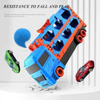 Large Car Transporter Truck Folding Track Racing Vehicle Kids Competitive Games Storage Alloy Car Boy Toy Children Novel Gift
