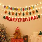 LED String Light DIY Handmade Decorated Merry Christmas Holiday Hanging Home Room Background Pull Flag Banner Christmas Pendant