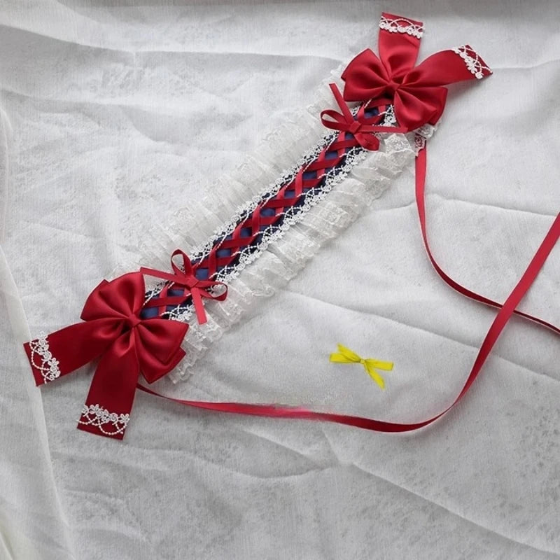 Sweet Hair Hoop Girls Cute Ruffled Cosplay Headband Hair Band Hair Accessories Lace Bow Ribbon Headdress Lolita DIY Headwear