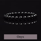 Natural Black Agates Beads Bracelet Women Men Genuine Black Onyx Natural Stone 6mm 8mm Smooth Round Beads Lucky Energy Jewelry