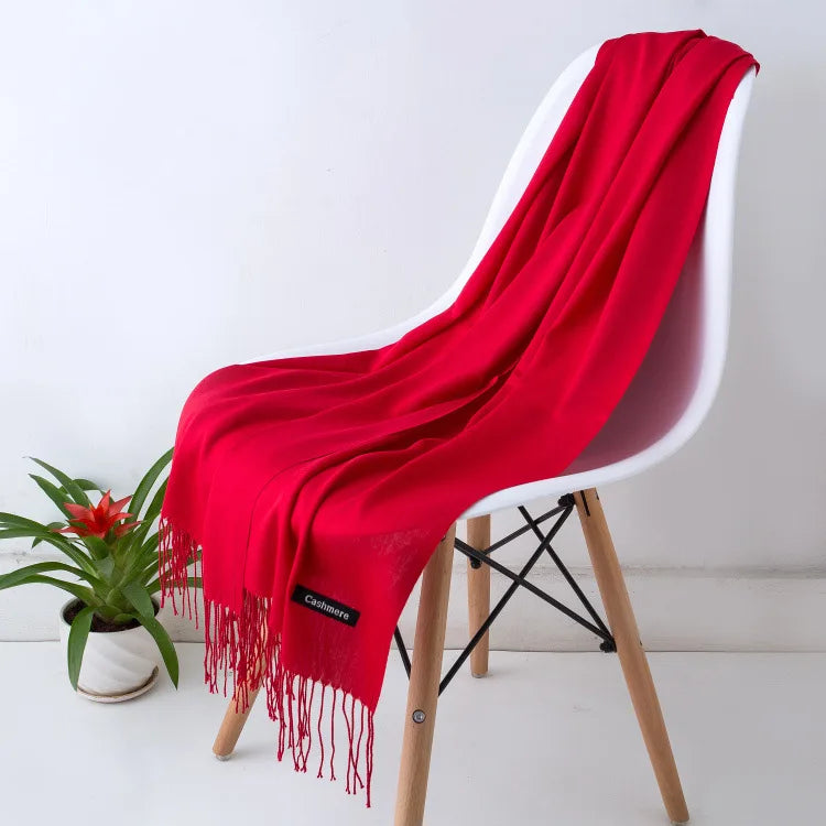 Women's Pashmina Scarf Shawls Soft Cashmere feeling Headscarf Travel Office Winter  Warm Hijabs Solid Lady Wraps Female Bandana