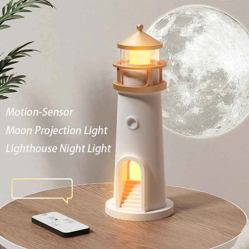 Moon Lamp Projection Lighthouse Lamps Night Light Remote Control Bluetooth Music Motion Sensor Ambient Lights Xmas Birthday Gift
