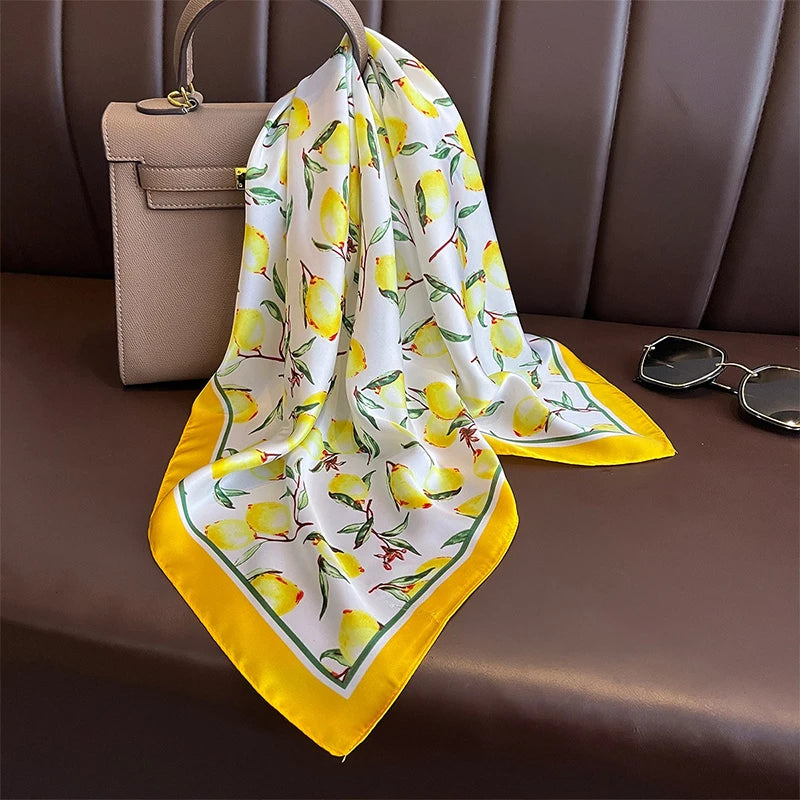 70cm New Luxury Printed Scarves Women's Silk Scarf Spring and Summer Floral Decorations Small Neckties Hairbands Bags Wholesale