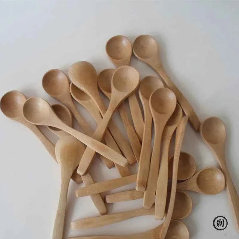10pcs/Set Wooden Honey Spoon Ecofriendly Household Tableware Bamboo Kitchen Condiment Scoop Coffee Spoon Dessert Spoon Teaspoon