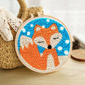 DIY Punch Needle Kits for Beginners Cute Animal with Hoop Embroidery Punch Needle Starter Craft Set Giraffe Festival Gift