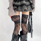 Socks Woman Autumn/Summer Solid Color Thigh High Lace Stockings Women Over The Knee Stockings Lolita Girls Long Leg Boot Socks #