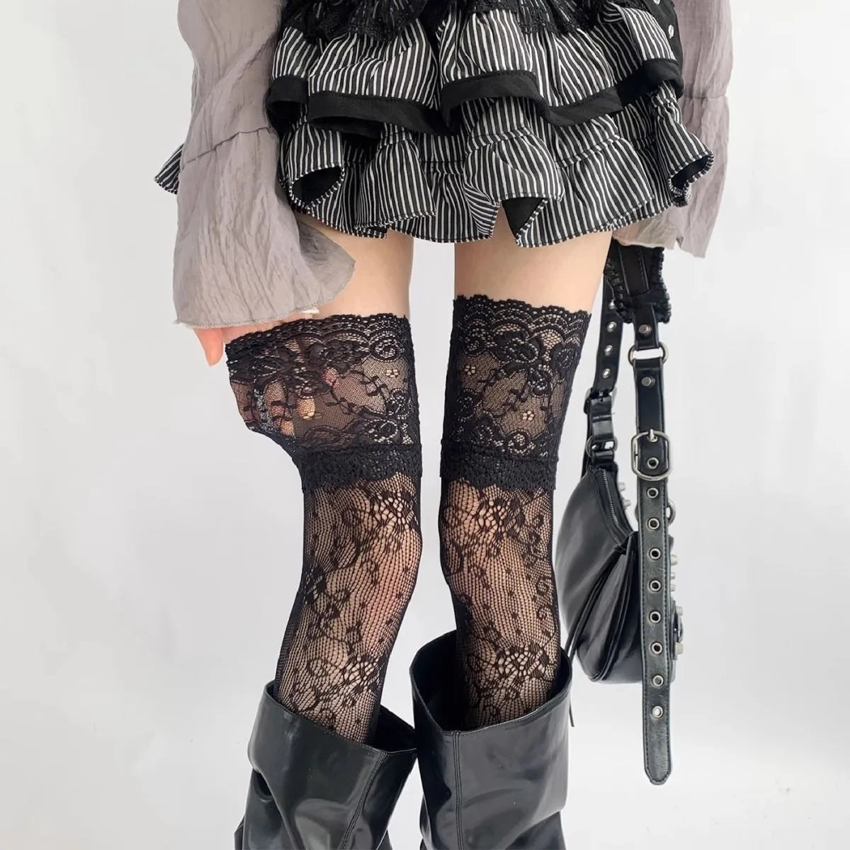 Socks Woman Autumn/Summer Solid Color Thigh High Lace Stockings Women Over The Knee Stockings Lolita Girls Long Leg Boot Socks #