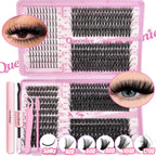 DIY Lash Extension Kit Clusters Individual Eyelashes Kit 9-16mm with Bond and Seal Wispy Natural Mange Lashes
