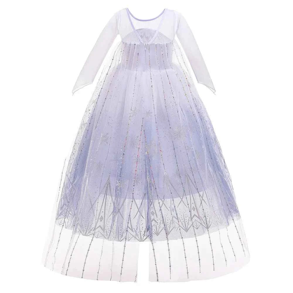 Disney Kid Girls Cosplay Frozen Elsa Mesh Costumes Snow Queen Elsa Princess Long Dress Halloween Party Carnival Clothes Vestido