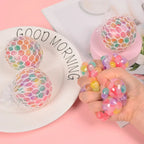 Rainbow Bead Squishy Ball 3D Stress Relief Sensory Toys for Adults Anti-Anxiety Fidget Toy with Non-Toxic for Office Classroom