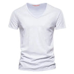 New 100% Cotton Men T Shirt Tops V Neck Thin Short Sleeve Tees High Quality Men's Fashion Fitness Hot T-shirt For Men Size S-5XL