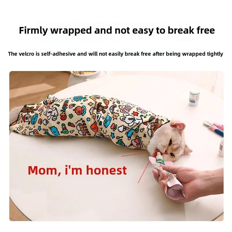 Cat Grooming Wrap - Anti-Bite, Anti-Scratch Swaddle for Medicine & Nail Clipping