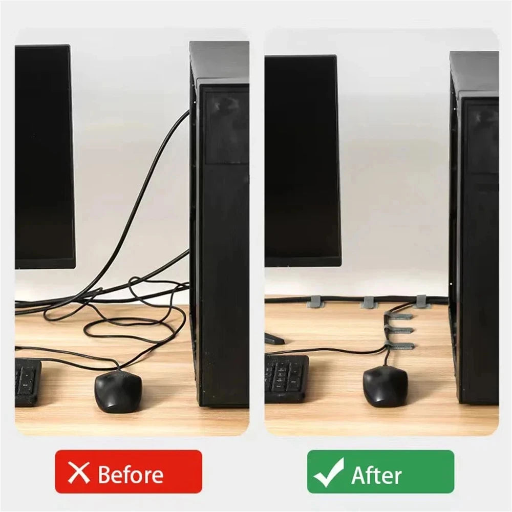 Ties Fastening Wire Reusable Cable Cord Rope Holder Self Adhesive Cord Adjustable Straps In the Office Desk Management