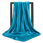 Luxury Brand Silk Scarf Women Satin Solid color Hijab Scarves Muslim Pareo Bandana Female Shawl Wrap Headband Foulard 90*90cm
