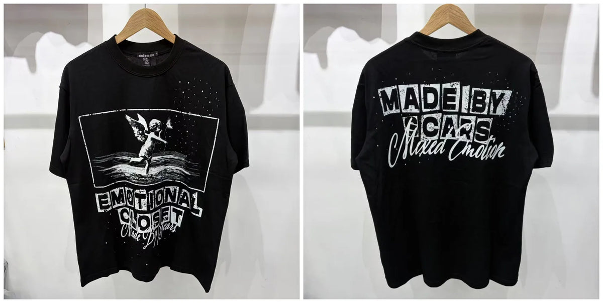 New MIXED-EMOTION Rhinestone cartoon printed pattern 100% cotton Men Women T-shirt Loose casual Shinning Diamond Tees Oversized Top