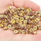 50pcs Rhinestone Spacer Beads Multi-color Crystal Metal Spacers Rondelle Beads for Jewelry Making DIY Bracelets Accessories