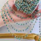 0.5Meter 1Meter Lake Blue Glass Pendant Tassel Copper Chain For DIY Necklace Exotic Clothing Hair Accessories Material