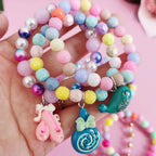 5Pcs/Set Children Cute Unicorn Cartoon Heart Star Bracelet For Kids Girls Elastic Candy Beads Bracelets Lovely Jewelry