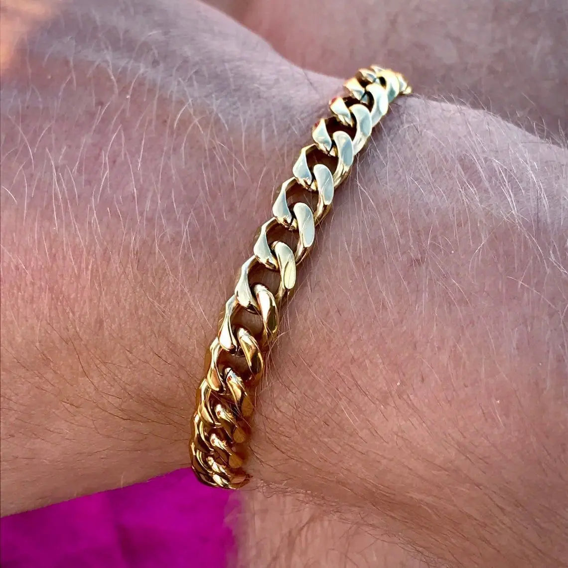 Gold Color Cuban Chain Bracelets for Men,6/8/10/12MM Stainless Steel Chain Link Wristband,Casual Hip Hop Male Jewelry Gift