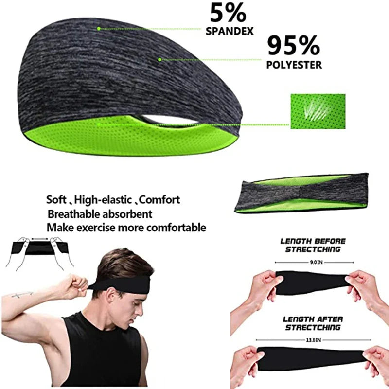 3 Pack Sports Headbands Moisture-Wicking Running Yoga Gym Non Slip Sweatbands for Men Women