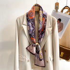 50 Color New Women Silk Feel Printed Design Scarf Shawl Fashion Luxury Long Narrow Small Silk Scarves Ladies Headband Headscarve