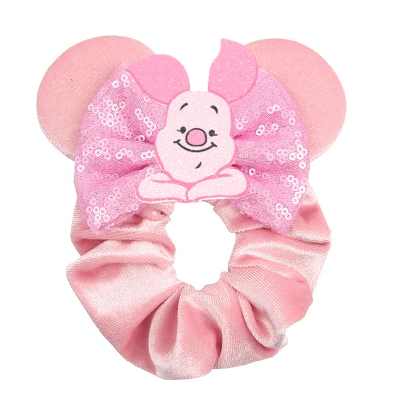 Cute Mouse Ears Velvet Scrunchies Hairband Women Elastic Ponytail Holder Girls Sequin Bow 2023 Kids Party DIY Hair Accessories