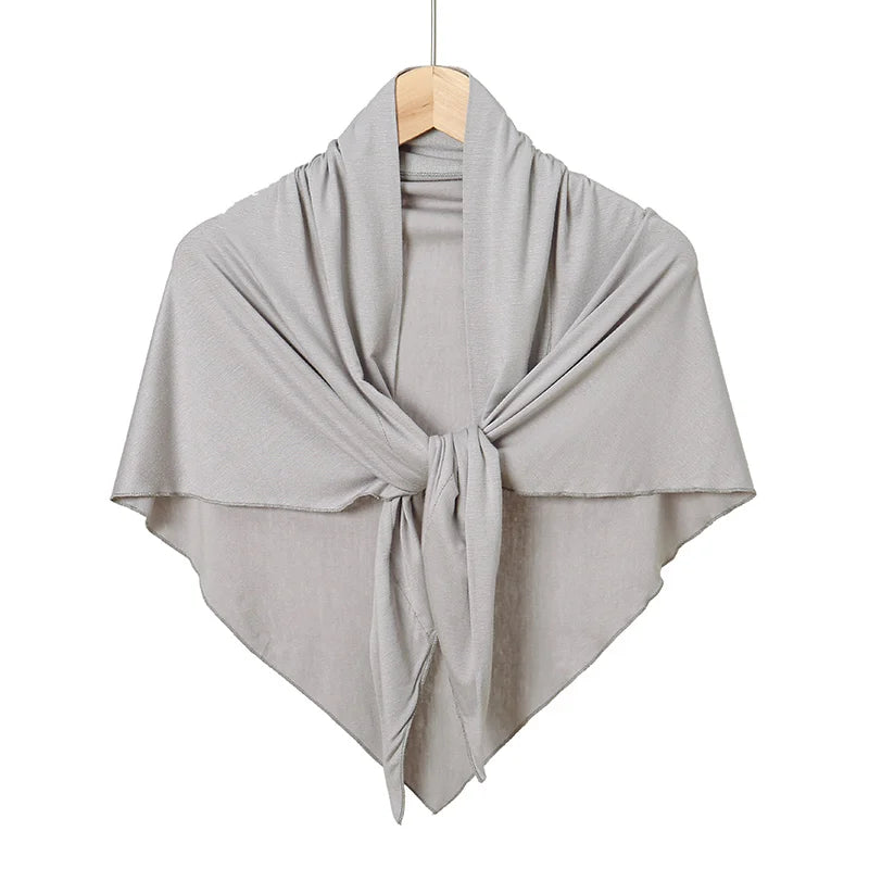 Solid Color Cotton Triangle Scarf Muslim Hijab Shawls Woman Soft Wraps Lady Fashion Causal Turban Islamic Jersey Headband