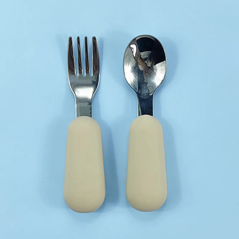 Baby Gadgets Tableware Set Children Utensil Stainless Steel Toddler Dinnerware Cutlery Cartoon Infant Food Feeding Spoon Fork