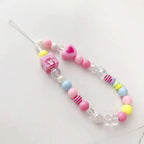 Phone Anti-lost Lanyard Key Short Wrist Pendant Colorful Macaron Round Bead Pendant Women's Hand-held Chain Mobile Phone Lanyard