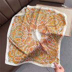 2025 Silk Shawl Print Headscarf Cat Hair Wrap Neckerchief Female Satin Square Scarf For Women Headband Foulard Hijab Bandana