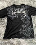 Southpole Y2K Vintage Cotton Graphic Tee Distressed Oversized Unisex T-Shirt with Gothic Print Streetwear Retro Soft Shirt Man