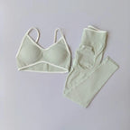 Seamless 2PCS Legging Sets Women's Strappy Sports Bras and Leggings High Waist Fitness Sculpt Leggings Running Pants Gym Suits