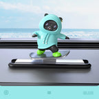 Car Automatic Sliding Skateboard Bear Alloy Cute Cartoon Scooter Center Console Ornaments Creative Car Decoration Accessories