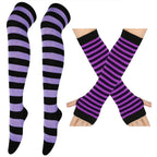 Thigh High Stockings Multi-color Casual Gloves Women Girls Striped Long Socks Over The Knee Socks