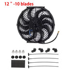 Universal 7/9/10/12/14/16 Inch 12V 80W 2100RPM Car Air Conditioning Cooling Fan Blade Cool Mounting Kit CF-1001