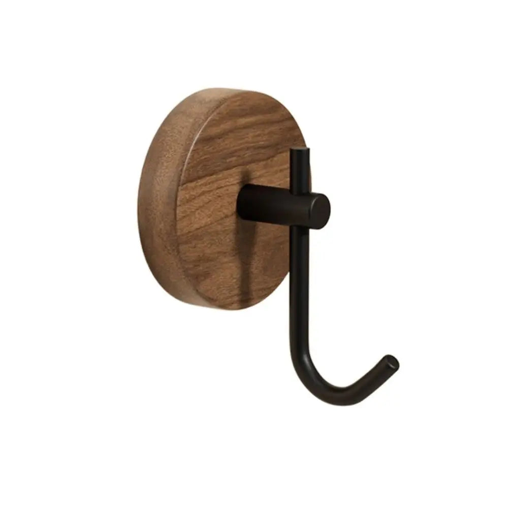 No Drilling Walnut Hanging Hanger Robe Hook Coat Storage Rack Adhesive Wall Hooks Key Decoration Hook Practical Wood Hook