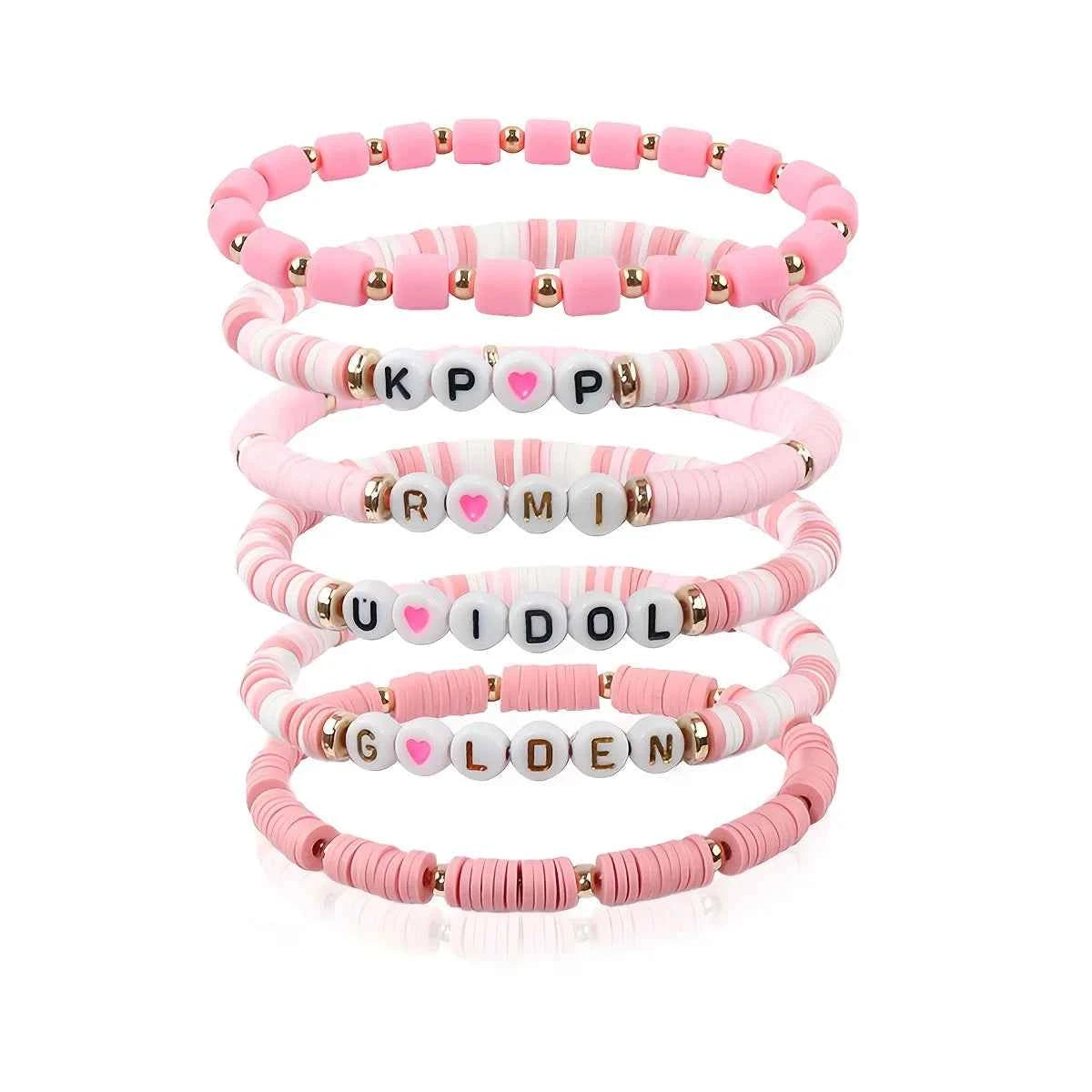 6pcs Korean Pop K-Pop Bracelet Set Multicolor Kpop Group Lettering Jewelry Durable Fan Accessory Concert Cosplay Birthday Gift