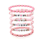 6pcs Korean Pop K-Pop Bracelet Set Multicolor Kpop Group Lettering Jewelry Durable Fan Accessory Concert Cosplay Birthday Gift