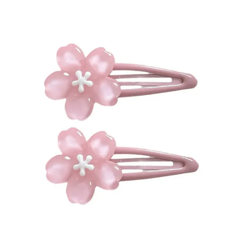 Cute Pink Cherry Blossom Hair Clip Kids Hairpin Bangs Clips Dopamine Princess Hair Accessories Flyaway Headwear Side BB Clip