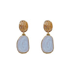 New White Enamel Oil Oval Dangle Earrings for Women Vintage Uneven Metal Drop Earrings Statement Irregular Geometry Jewelry