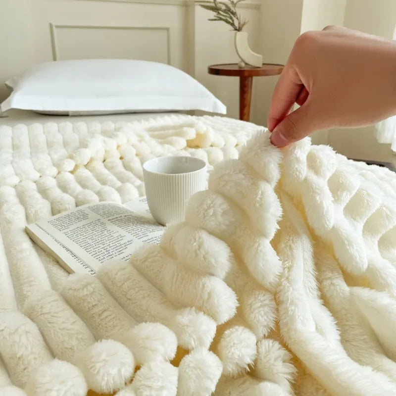 Solid  Colour Tutu Fleece Drawn Blanket Double-sided Flannel Multifunctional Leisure Blanket Office Lunch Break Blanket