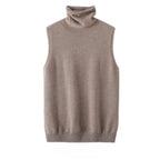 Women 100% Merino Wool Sleeveless Pullovers Turtleneck Sweater Waistcoat Wool Knitwear Spring Autumn Winter Fashion Vest Tops