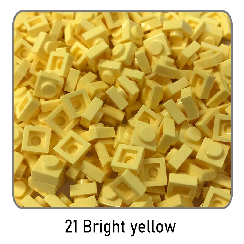 100Pcs DIY Bricks Parts 3024 1x1 Plate Educational Tech Construction Assmble Compatible Block Parts Toys for Child Kids