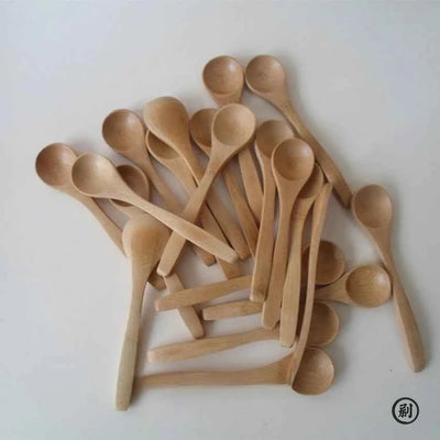 10pcs/Set Wooden Honey Spoon Ecofriendly Household Tableware Bamboo Kitchen Condiment Scoop Coffee Spoon Dessert Spoon Teaspoon