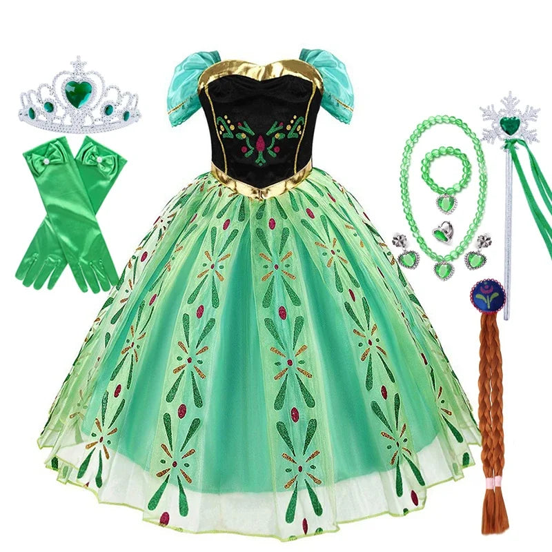 Girls Princess Dress Kids Disney Cosplay Cinderella Snow White Aurora Rapunzel Halloween Costume Children Birthday Party Dresses
