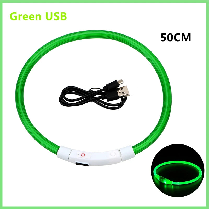 USB Rechargeable Luminous Collar Adjustable Led Glowing Dog Collar for Large Small Dogs Cat Night Light Collar Pet Safety Harnes - WTN Essentials 