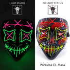 Wireless Neon LED Purge Mask – Glowing Halloween Cosplay Mask