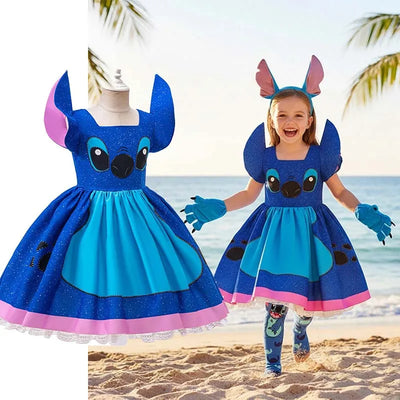Girls Stitch Cosplay Dress – Cartoon Princess Costume Outfit