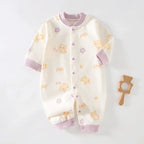 Bodysuit & One Pieces for Boys Girls Newborn Rompers Solid Color 100 Cotton 0-24M Long Sleeve Loungewear Outfit Thin Cute Design
