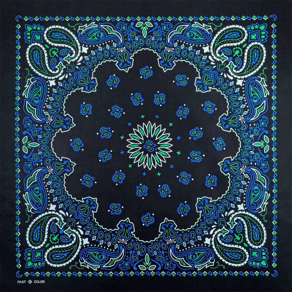 Navy Blue Cashew Hip Hop Cotton Square Bandana Scarf Riding Headband Paisley Gifts For Men Unisex